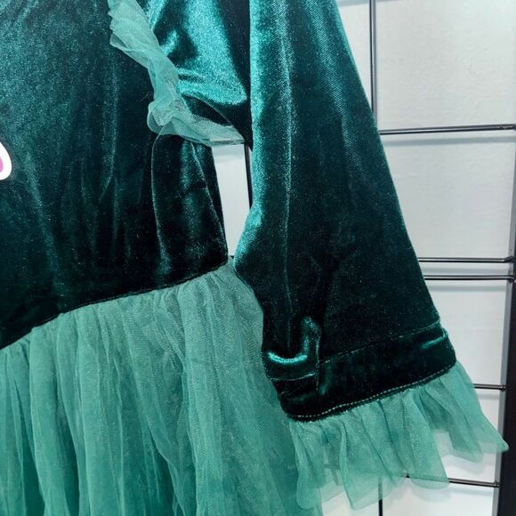 Child’s green velvety dress with tulle skirt and ruffles NWT - Picture 3 of 6